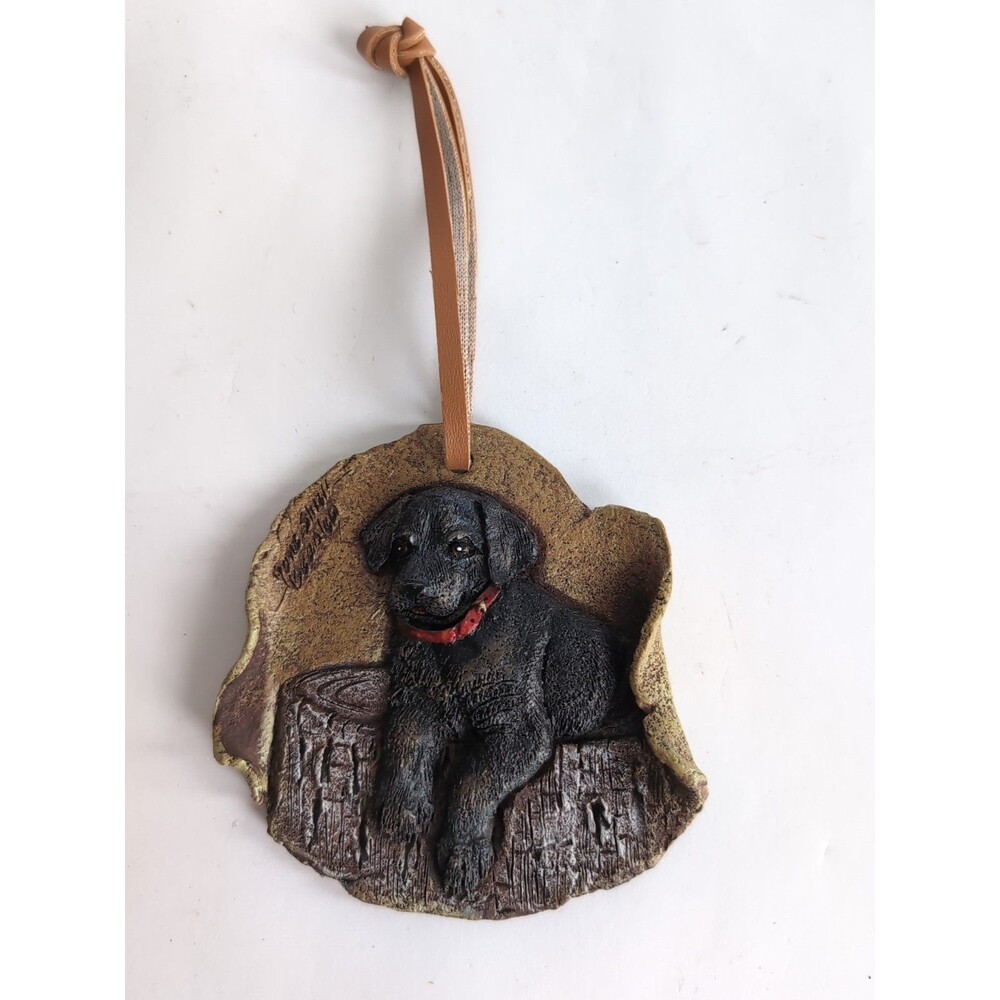 Jane Shull Beasley Black Labrador Dog Christmas Ornament Wall Plaque